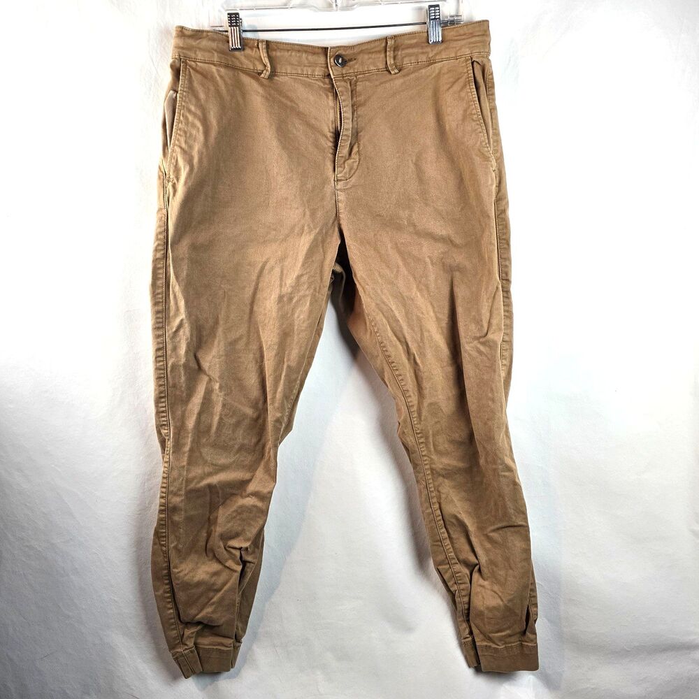 Flint and Tinder Pants Mens 34 Brown Jogger Tapered Stretch Chino Drawstring